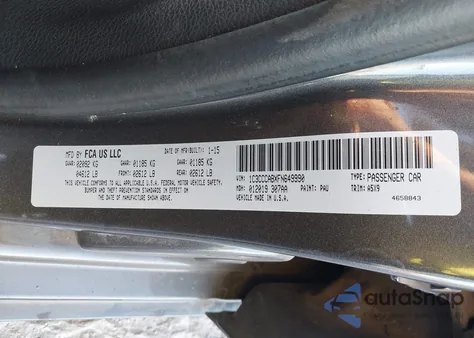 2015 Chrysler 200 Limited из США, поврежденный, VIN 1C3CCCABXFN649990